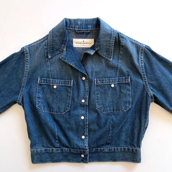 OOAK Imogene and Willie Hand Painted Cropped Denim Jacket Small - Picture 6 of 8